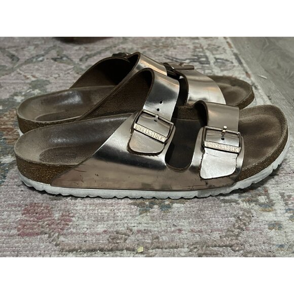 Metallic Gold Womens Birkenstock Arizona Sandals Size 41 EU 10 US Narrow - Picture 5 of 16